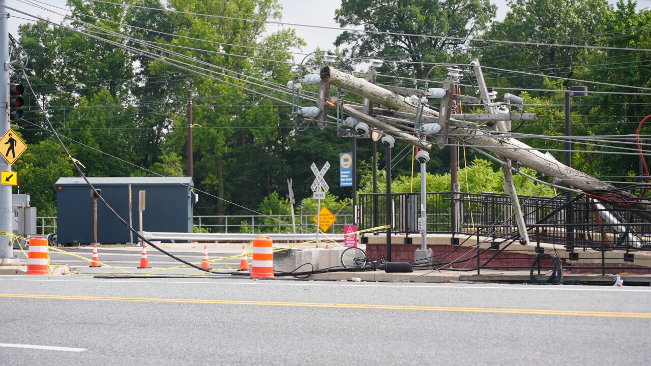 Utility pole down at Cromwell Station 