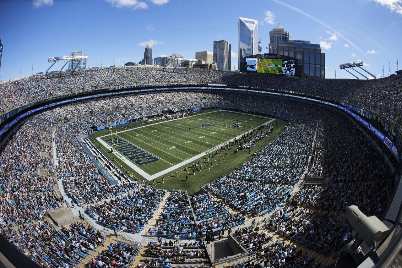 Bank of America Stadium in Charlotte during Carolina Panthers-Philadelphia Eagles game in 2021