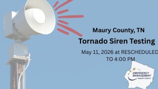 Maury County tornado siren test set for Monday at 4 p.m.