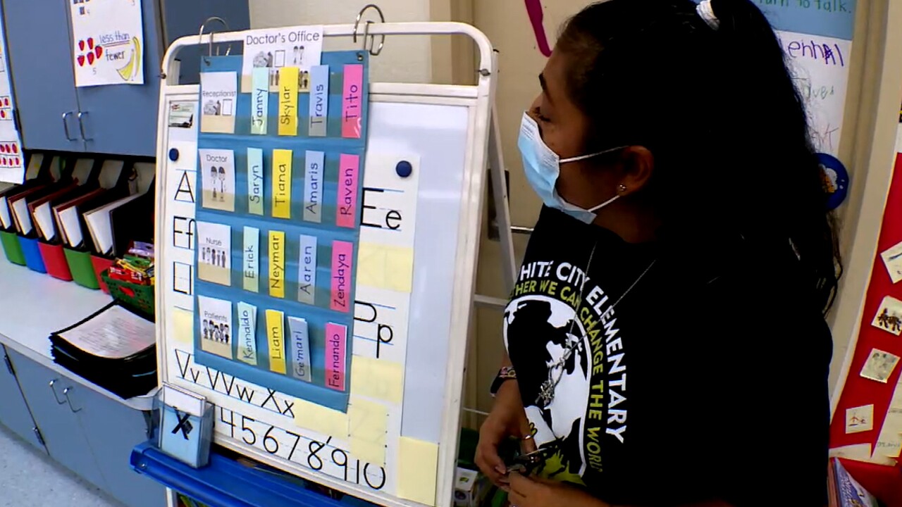 Teacher Maria Ramkissoon instructs students at White City Elementary School on March 4, 2022.jpg