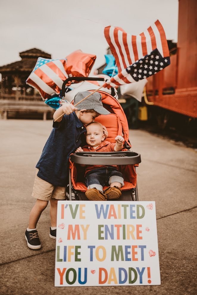 Brittany Leigh Photography, LLC.
James Chevalier was last month greeted by his wife Mary and sons Caspian, 6 months and Gage, 4. The family met at the Southeastern Railway Museum in Duluth, Georgia, where Brittany Watson of Brittany Leigh Photography, LLC. snapped the pictures.