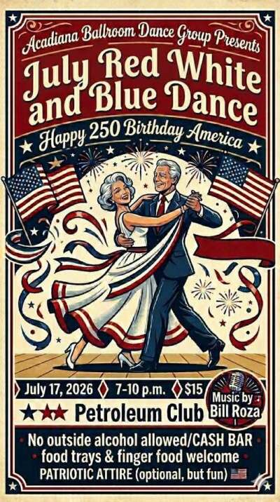 Acadiana Ballroom Dance Group's July Red, White and Blue Dance