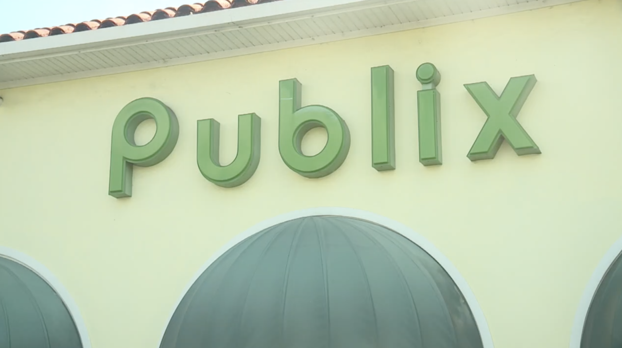 Publix sign at Royal Palm Beach location after fatal shooting, June 10, 2021