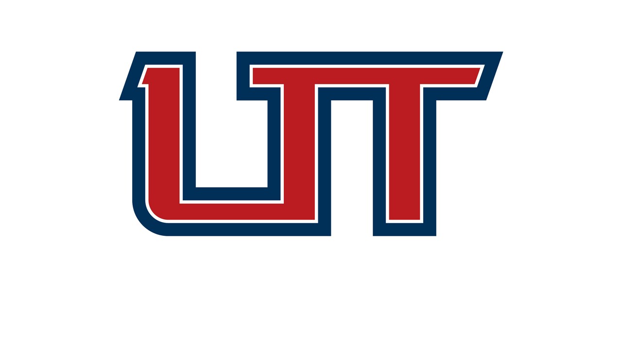 The UT logo with a blue border and red lettering