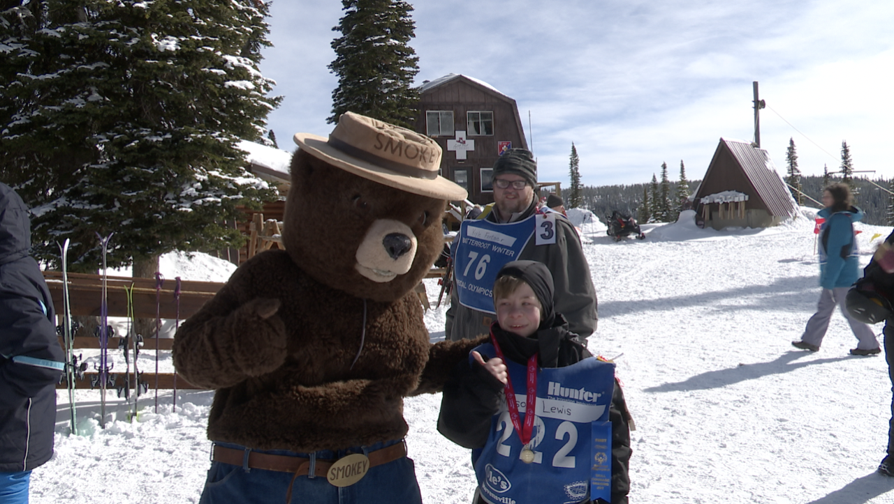 Smoky the Bear at the Bitterroot Winter Special Olympics