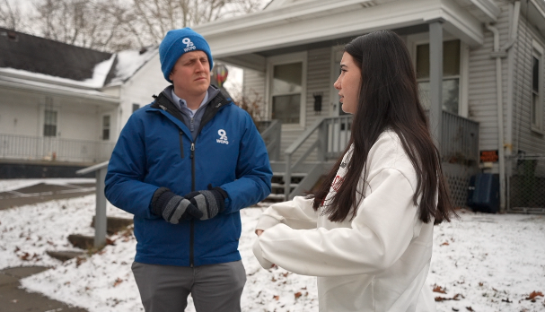 WCPO 9 News reporter Sam Harasimowicz and Covington resident Jazmine McKinney