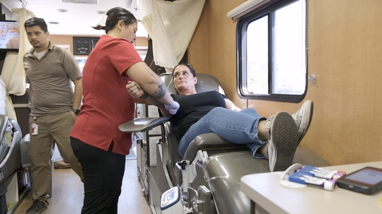 A blood donor at American Red Cross