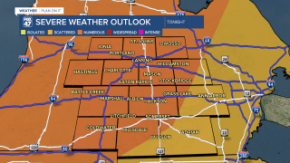 Enhanced risk backs off of Hillsdale County a bit, but remains for most of Mid-Michigan with all severe impacts possible today