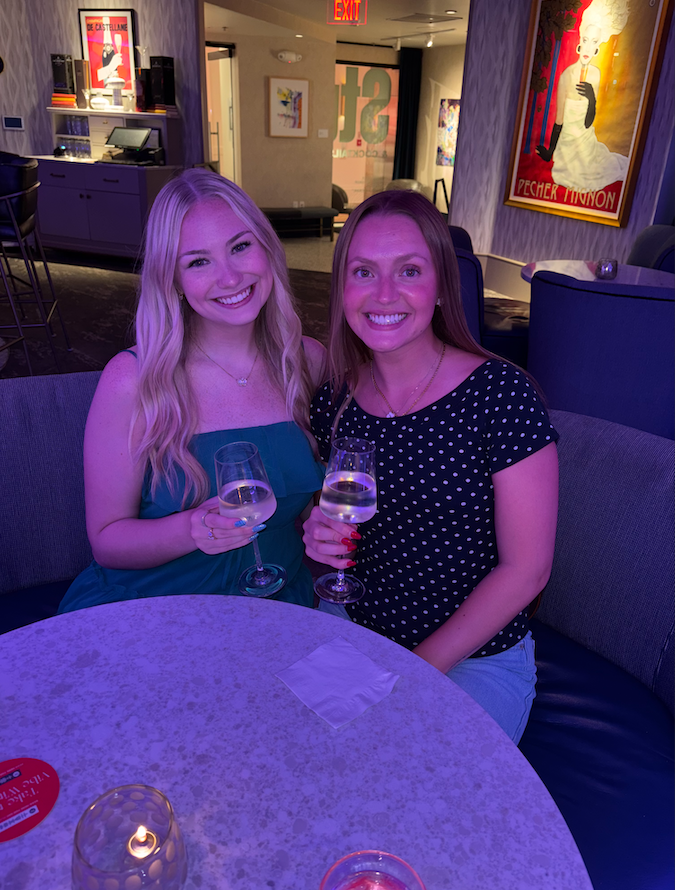 Samantha Zganjar and Chloe Handrich celebrating one year of being alive after being severely injured by a driver on Water Street