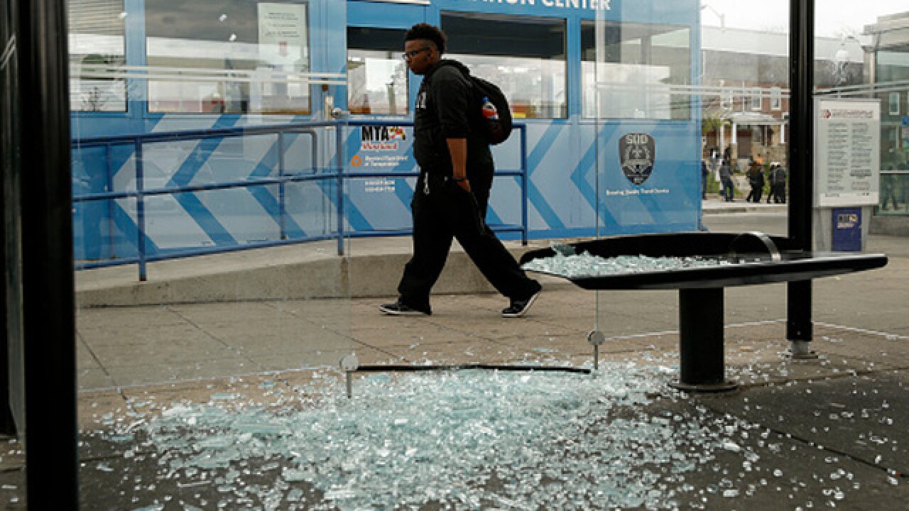 Protesters and police clash in Baltimore