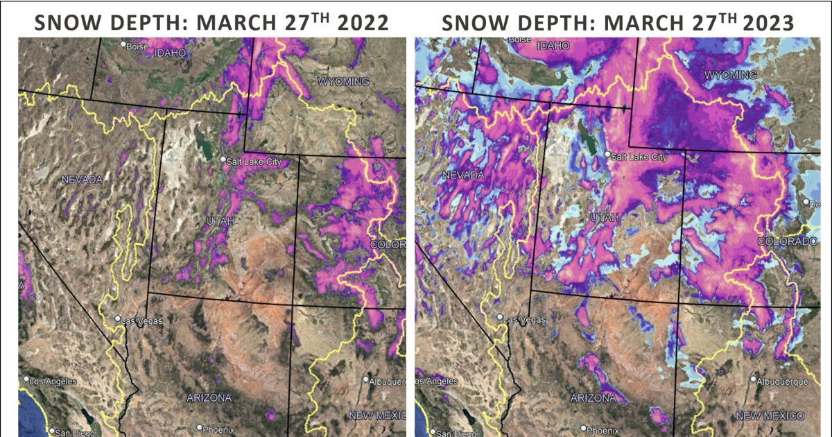 Colorado snowpack Satellite imagery shows vast improvement from a year ago