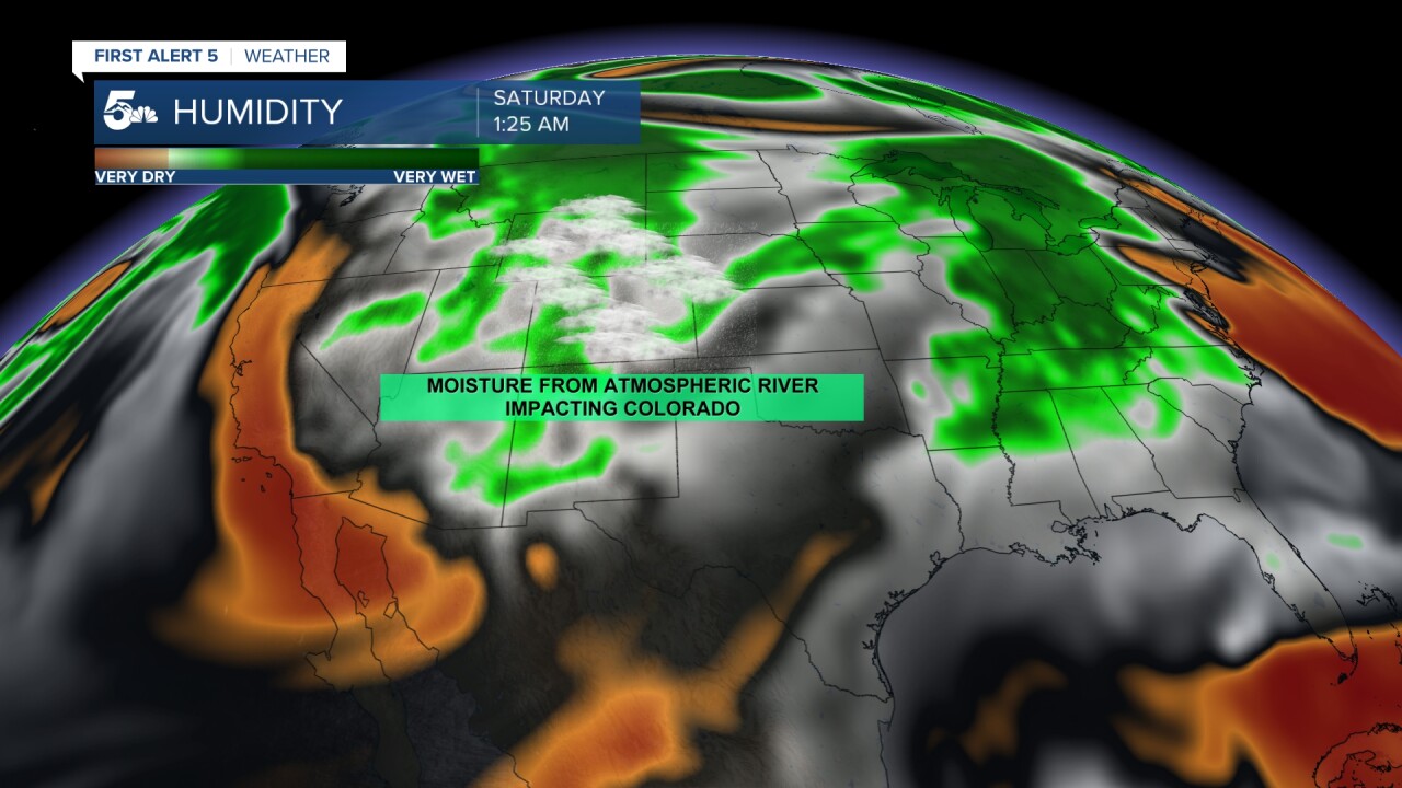 But some moisture can - in specific circumstances - push further inland to the Intermountain West, including the Colorado Rockies.