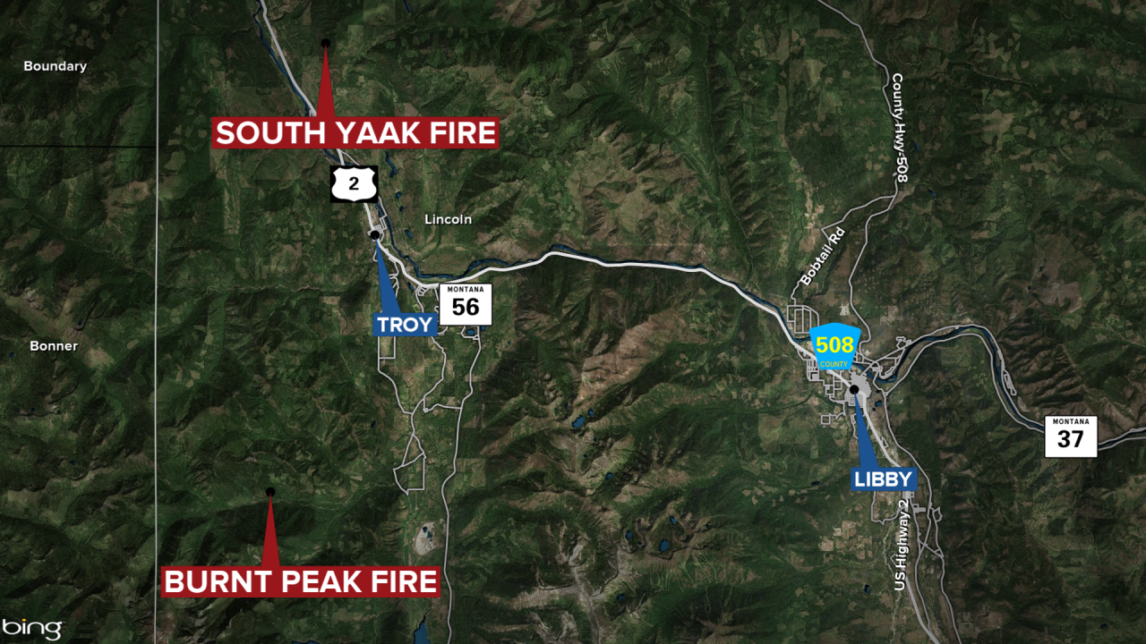 Burnt Peak South Yaak Fires Map