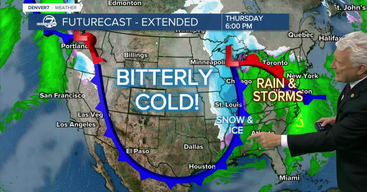A strong Arctic cold front will bring snow and extreme cold later this week