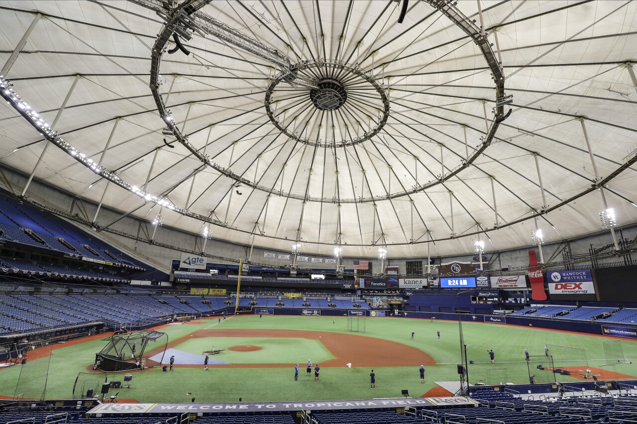 Tropicana Field during Tampa Bay Rays practice in 2020