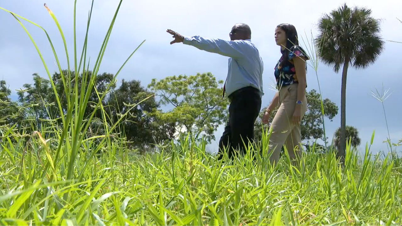 Larry Lee Jr. shares with WPTV reporter Cassandra Garcia his vision for the Village Keeper's Garden of Hope.