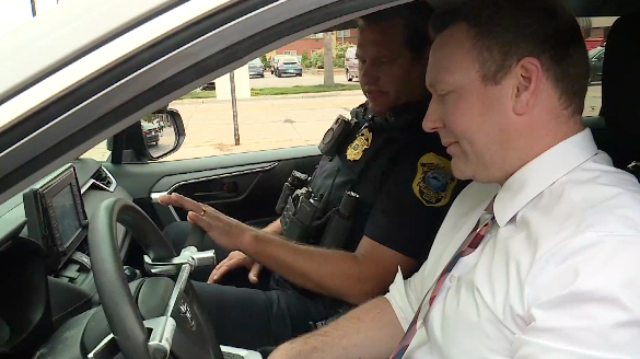 Patrol Captain Clint Beguhn demonstrates the best ways and devices to protect your vehicle from being stolen.