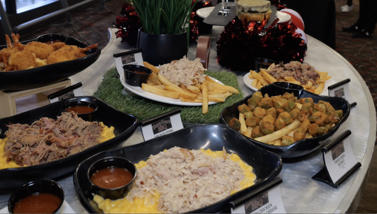 Menu items from Honey Bear’s BBQ. 