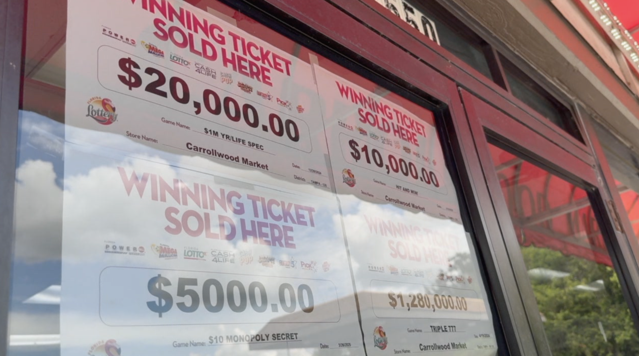 Winning tickets sold sign