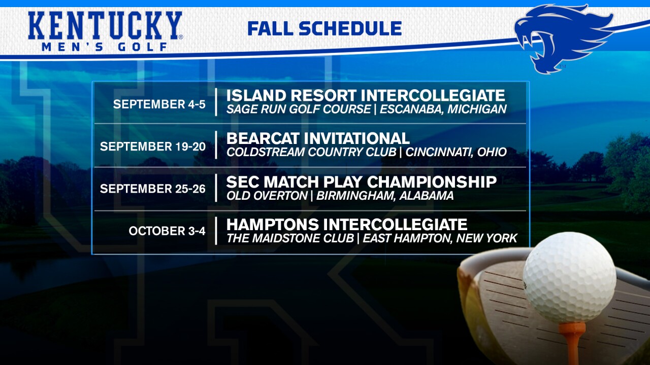UK men's golf fall schedule 2022