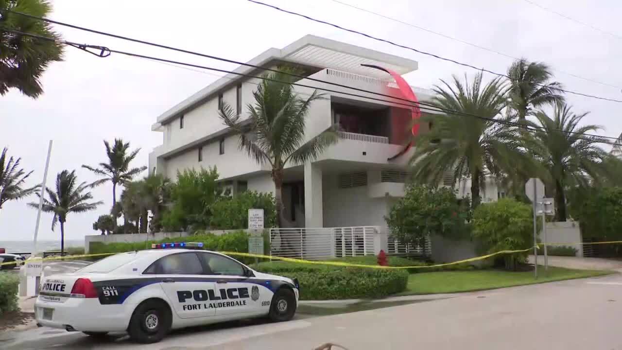 ground view of kite surfer after slamming into side of Fort Lauderdale Beach home