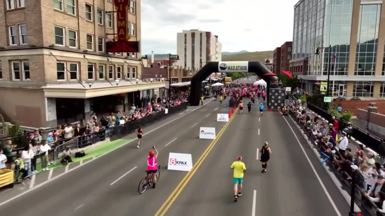 Missoula Marathon Drone Finish Line