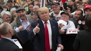 Donald Trump in a crowd of supporters