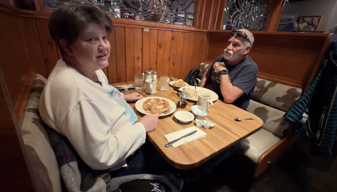 Connie Carlson enjoying the melted waffle