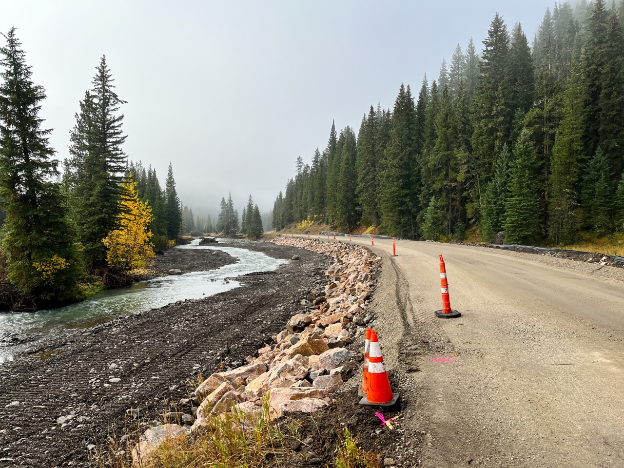 Northeast Entrance Road repair progress October 4, 2022