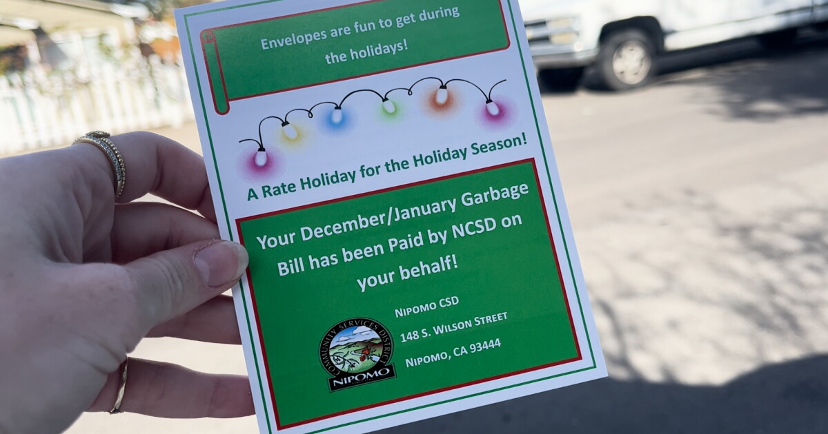 NCSD covers Nipomo residents' garbage bills for the holidays - Vimarsana News