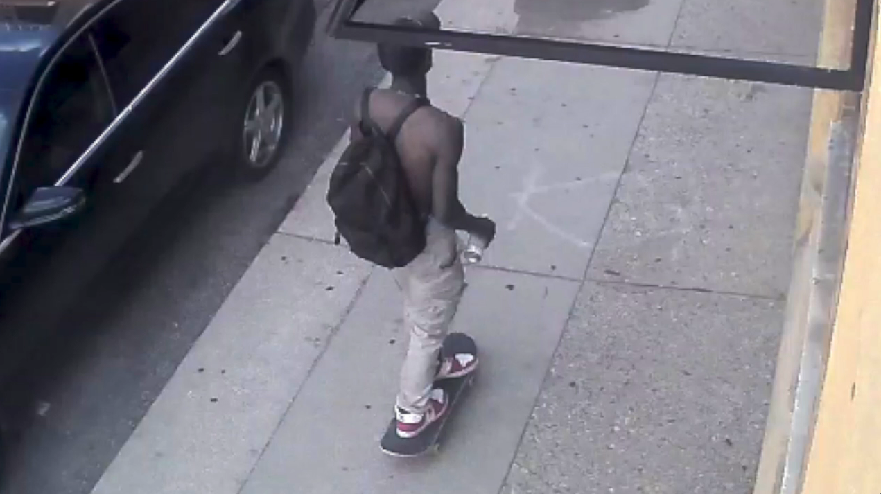 An individual seen leaving the area with a can of spray paint. (Photo by WXYZ)