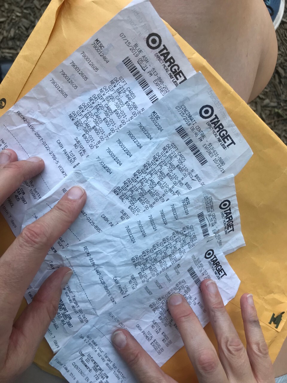 Target receipts from scam victim