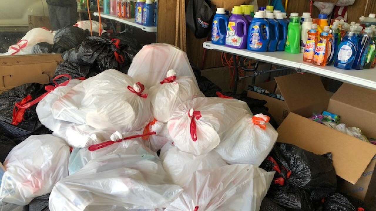 Hygiene supplies collected by KC for Refugees