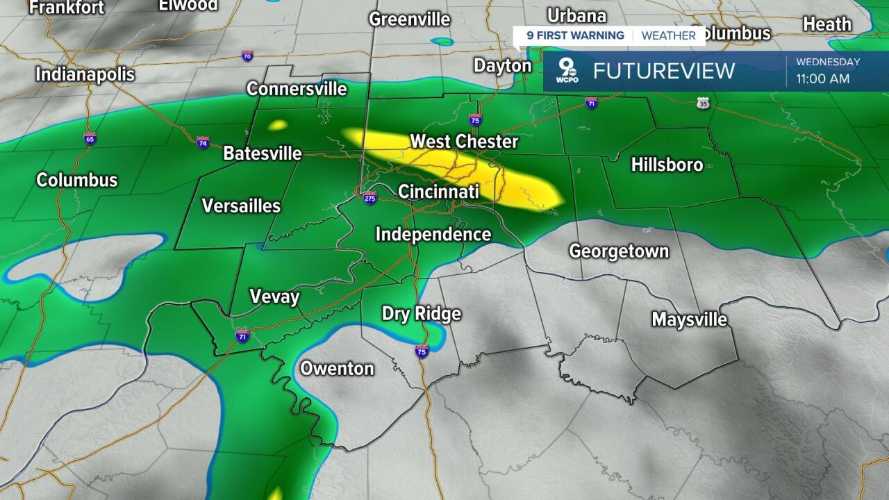 Wednesday rain at noon