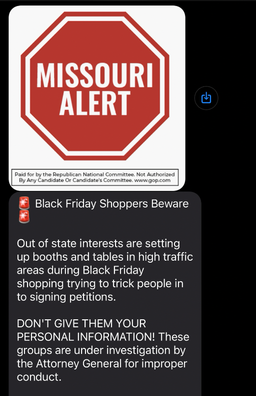 Text message from Republican National Convention