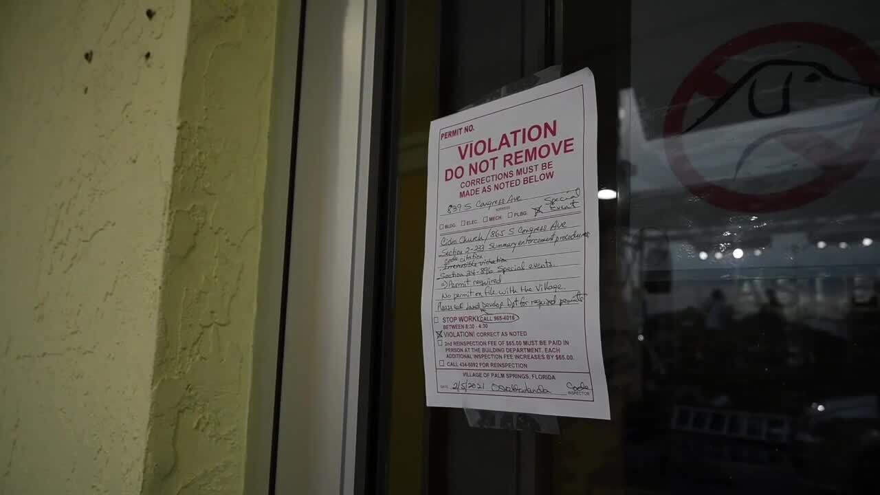 violation notice on door of Cidra Church