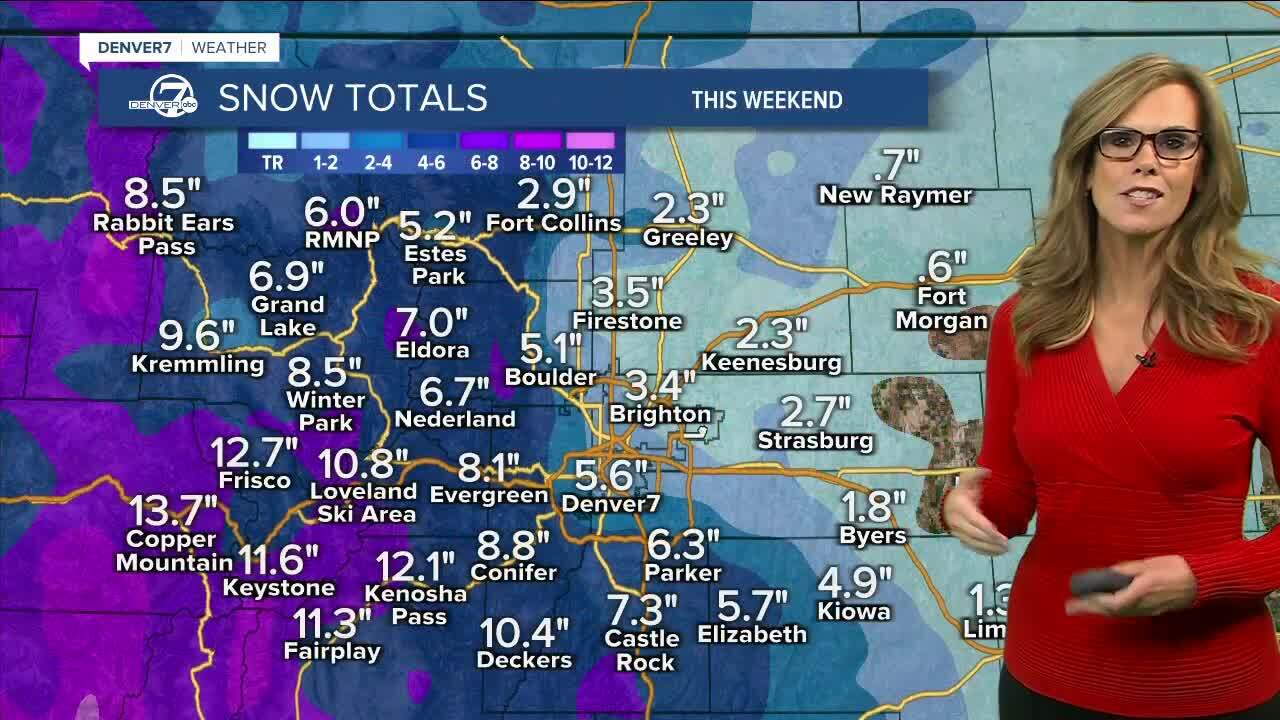 Snow Totals for the weekend