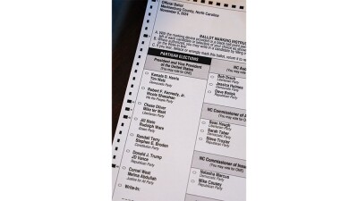 A ballot at the Mecklenburg County Board of Elections in Charlotte, N.C.