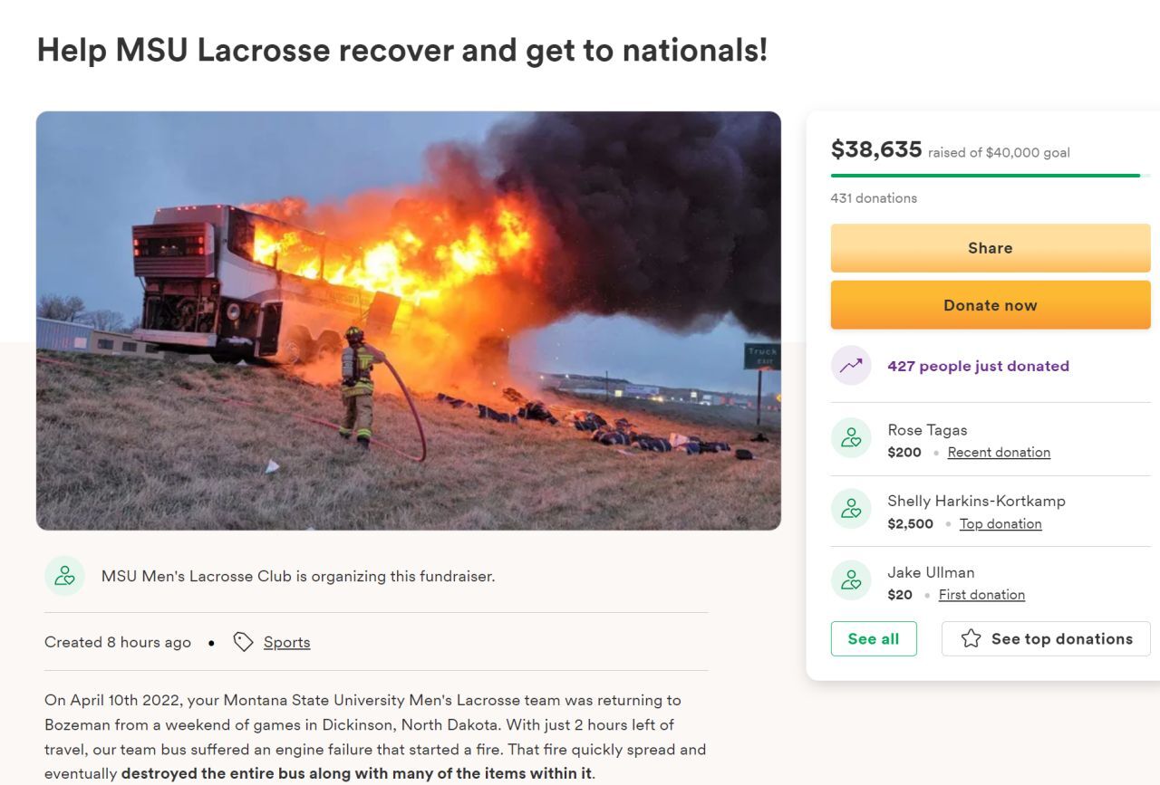 Bus carrying MSU men's lacrosse team goes up in flames