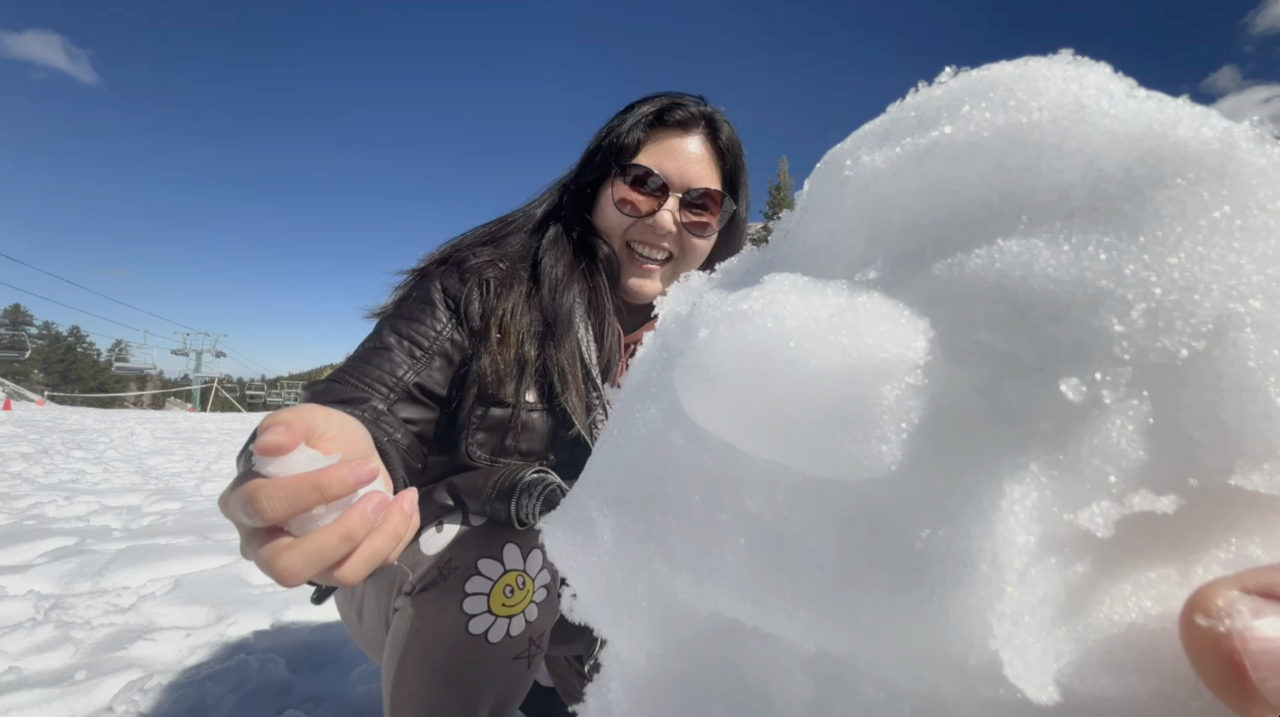 Hayoung Lawson enjoying snow at Lee Canyon
