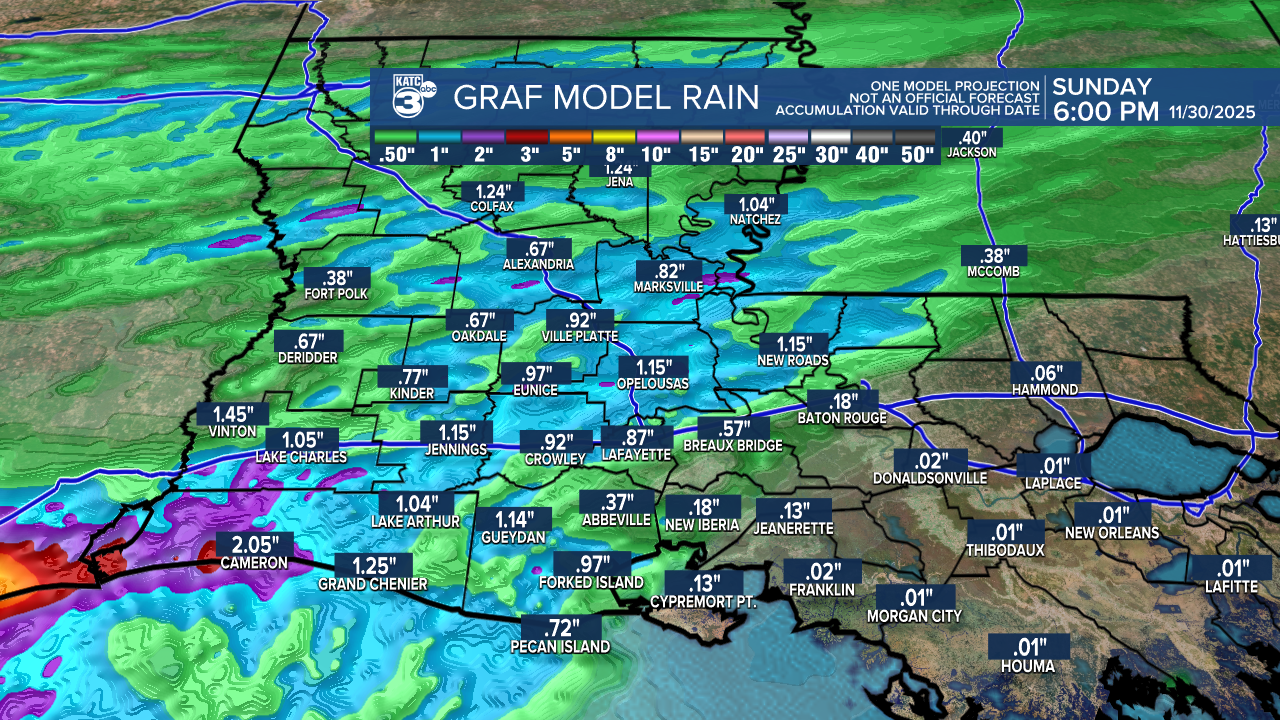 GRAF 4km Accumulation Acadiana 18z.png