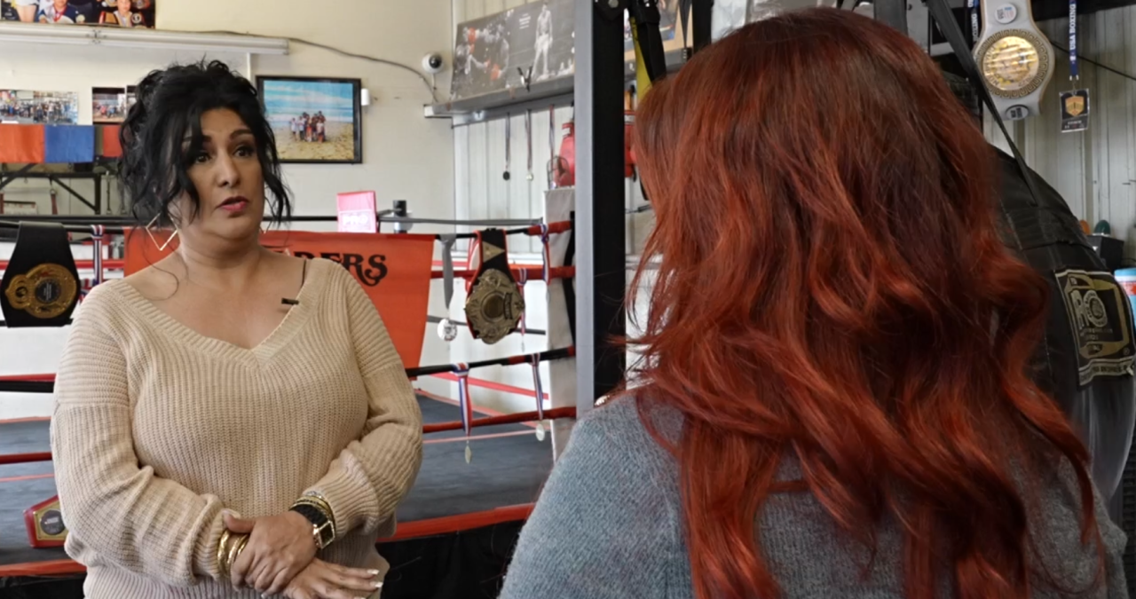 Ruby interviewing fight coordinator Rosie Nahe