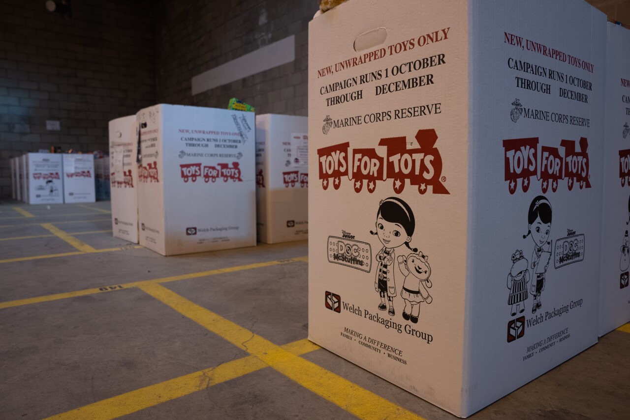 Boxes are filled to the brim with toys for Christmas