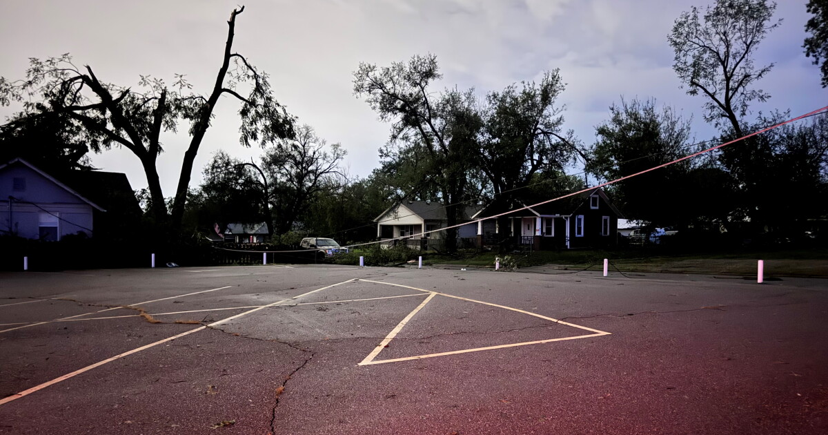 Trees and power lines down in Kansas City, Kansas neighborhood
