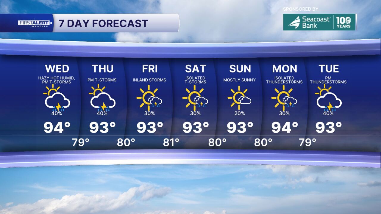 7-day forecast Aug. 12, 2026