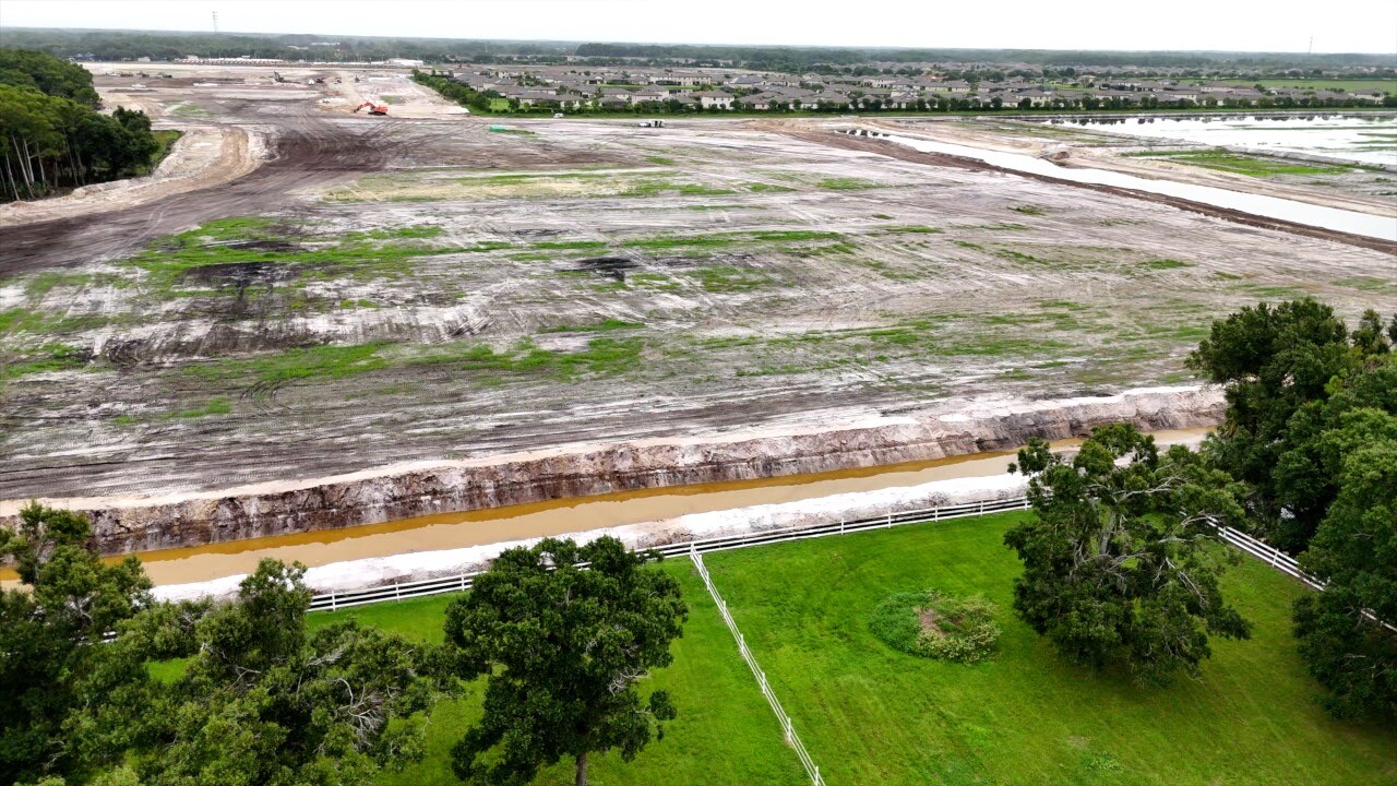 Aerial view of the new construction behind Tim O'Hara and Michelle Sullivan's houses.
