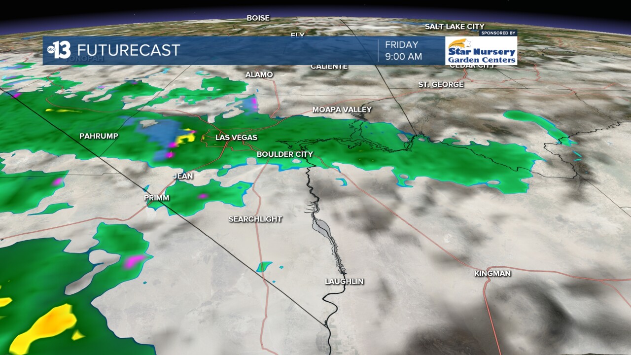 Friday morning forecast is still damp around Las Vegas