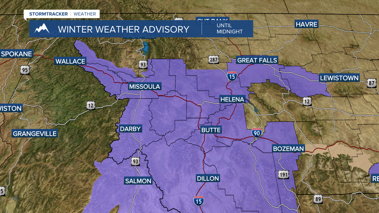 Winter Weather Advisories in effect until midnight Tuesday morning