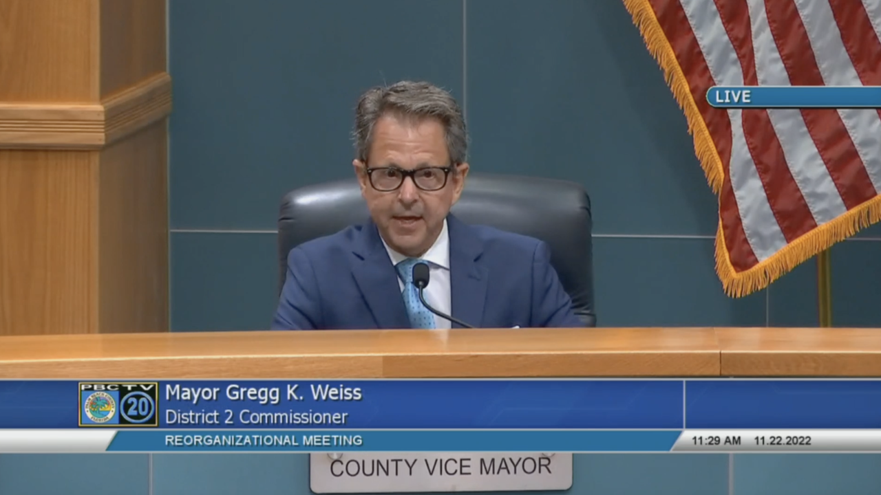 Gregg Weiss speaks after becoming Palm Beach County mayor, Nov. 22, 2022