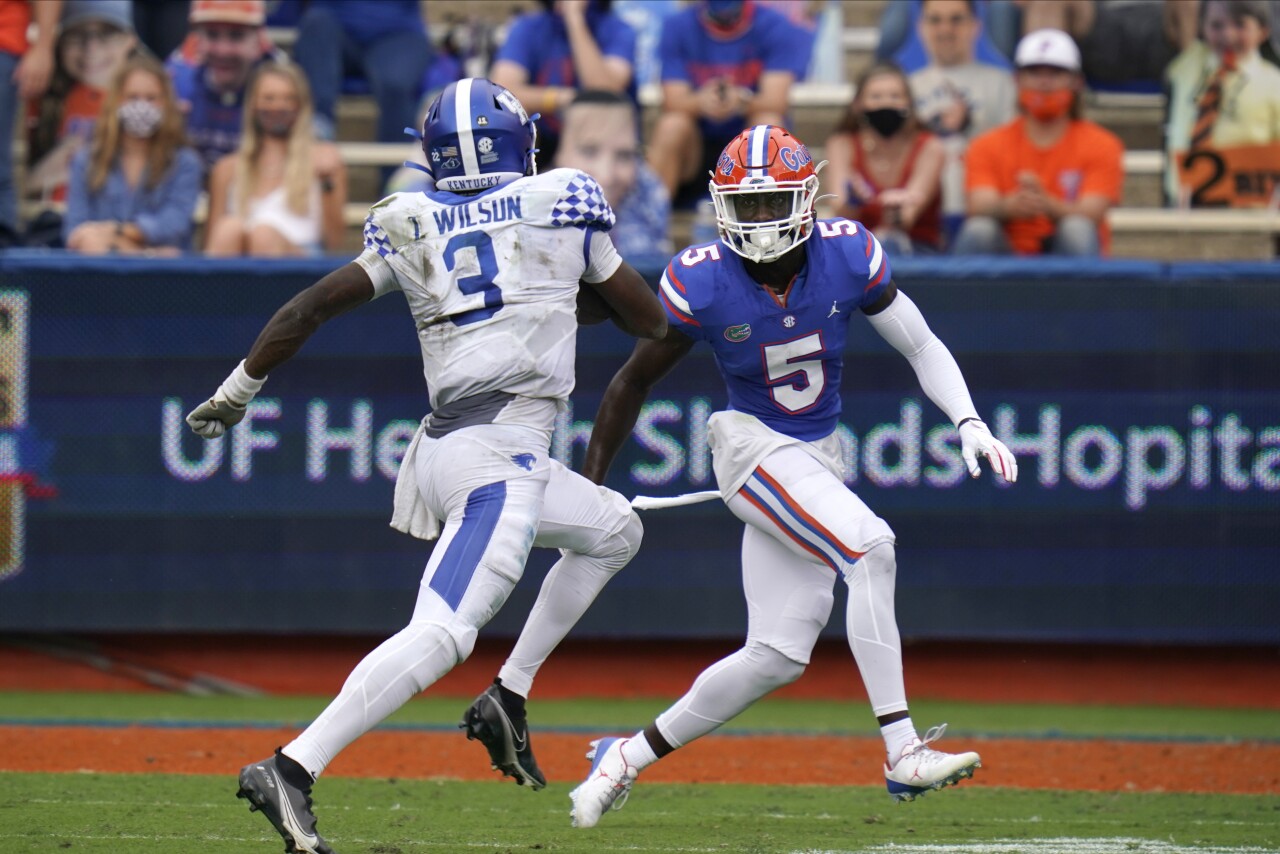 Florida Gators cornerback Kaiir Elam vs. Kentucky Wildcats in 2020